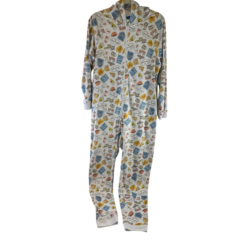 PJammy Gilmore Girls One Piece Pajamas Show Icons Fleece Hooded Zip Women S/M